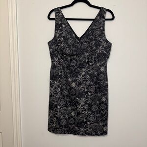 White House Black Market Black Floral Sheath Dress Size 12